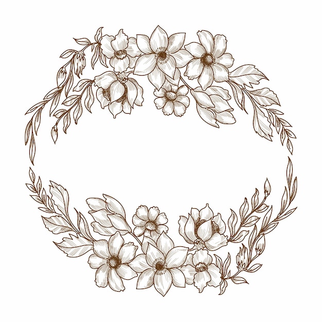 Бесплатное векторное изображение Декоративный цветочный эскиз