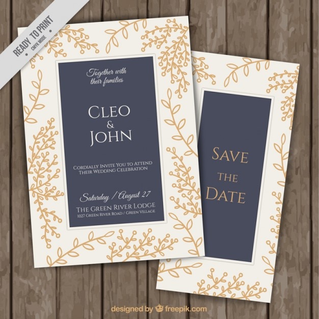 Decorative floral wedding invitations