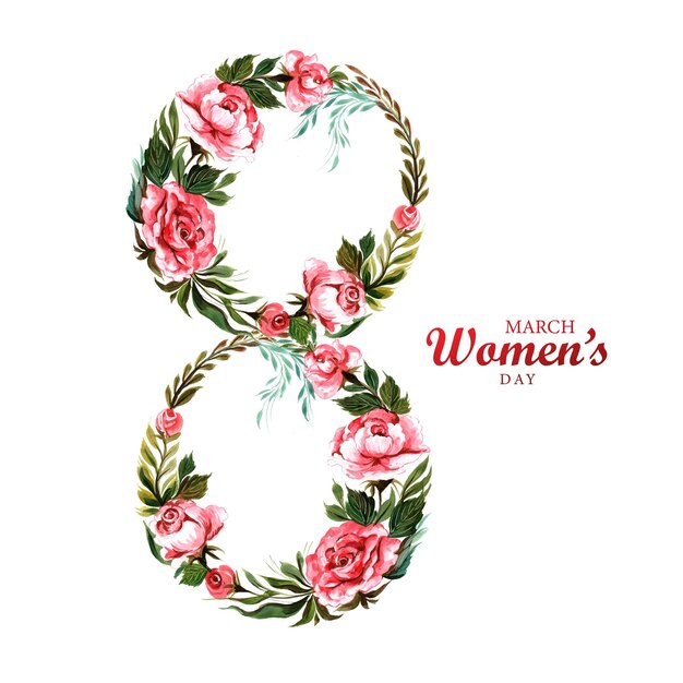 3月8日女性の日カードのデザインと装飾的な花