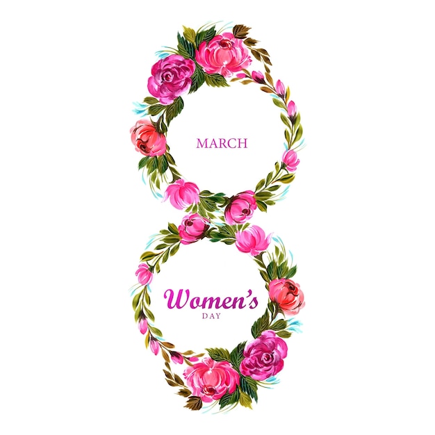 Decorative floral with 8march womens day card design