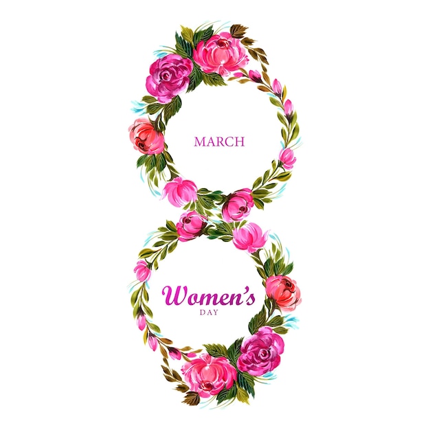 Free vector decorative floral with 8march womens day card design