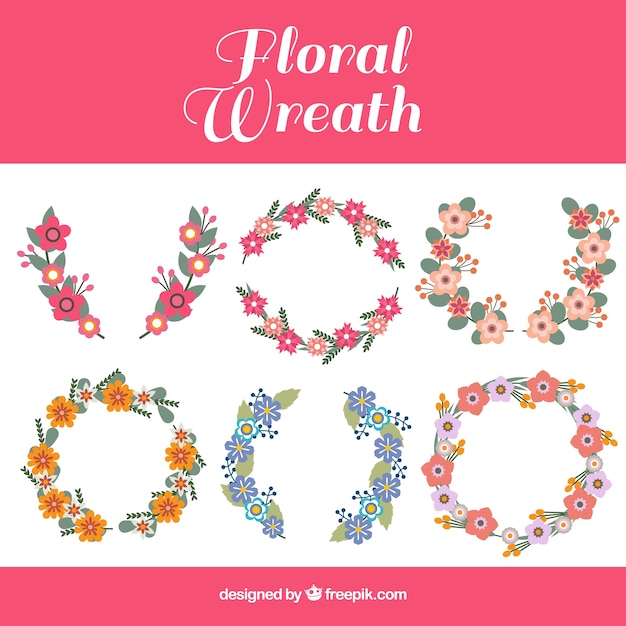 Free vector decorative floral wreaths with different designs