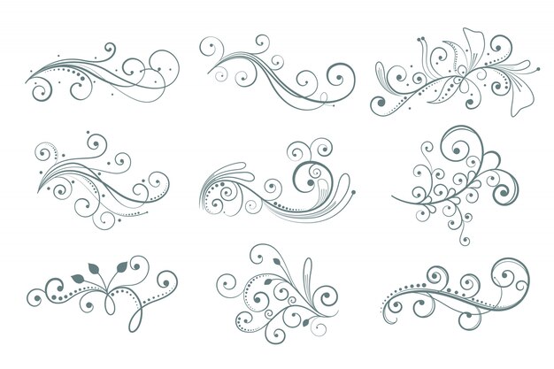 Free vector decorative florals elements set in different style