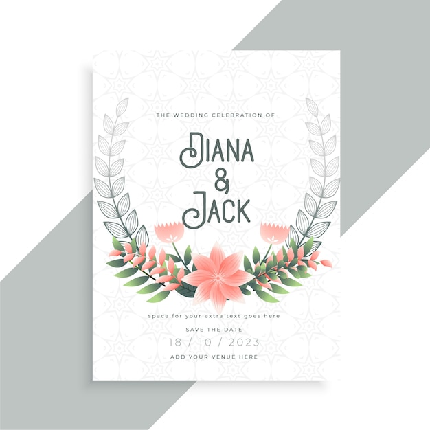 Free vector decorative flower floral wedding card template design