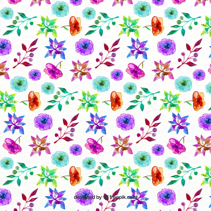Free Vector decorative flower watercolor pattern 