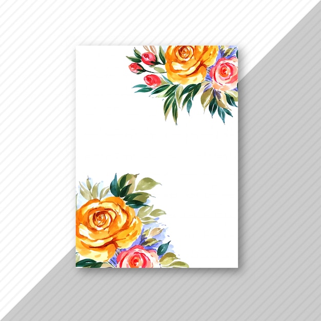 Decorative flower wedding invitation card brochure