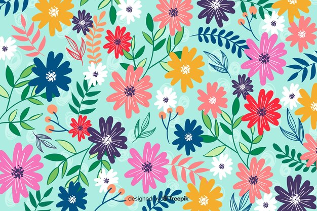 Decorative flowers background flat design