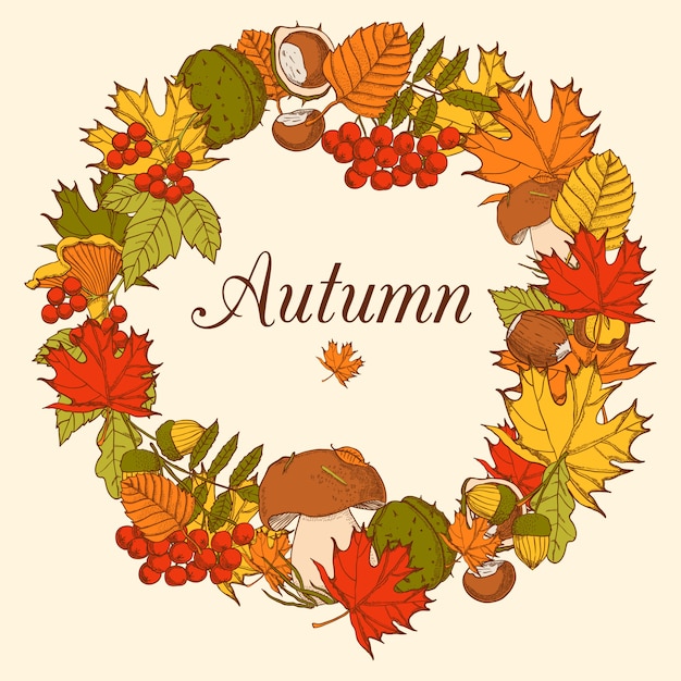 Free vector decorative frame made in form of ornament including elements of autumn forest trees