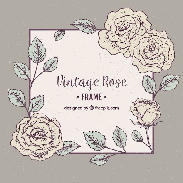 Vettore gratuito cornice decorativa di rose in stile vintage