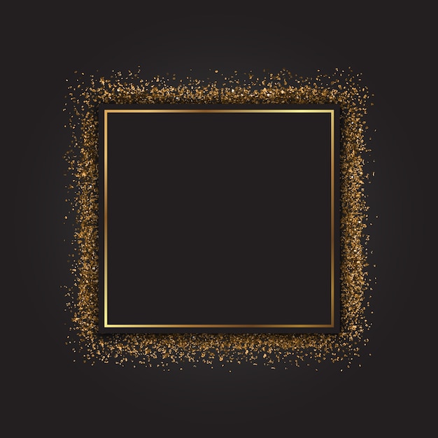 Free vector decorative frame with a gold glitter effect