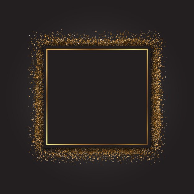 Decorative frame with a gold glitter effect