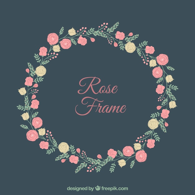 Free vector decorative frame with red and yellow roses