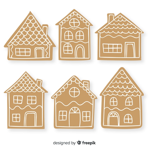 Free vector decorative gingerbread house collection