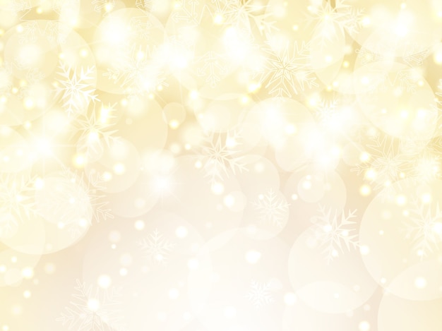 Decorative gold Christmas background of snowflakes and stars
