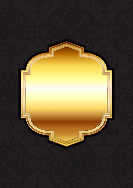 Decorative Gold Frame on Damask Background – Free Vector Download
