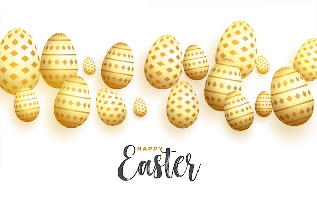 Decorative golden eggs happy easter day background