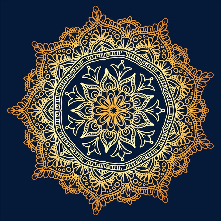 Free Vector decorative golden mandala on blue background