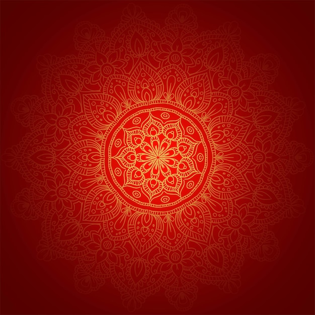 Бесплатное векторное изображение Декоративная золотая мандала на красном фоне