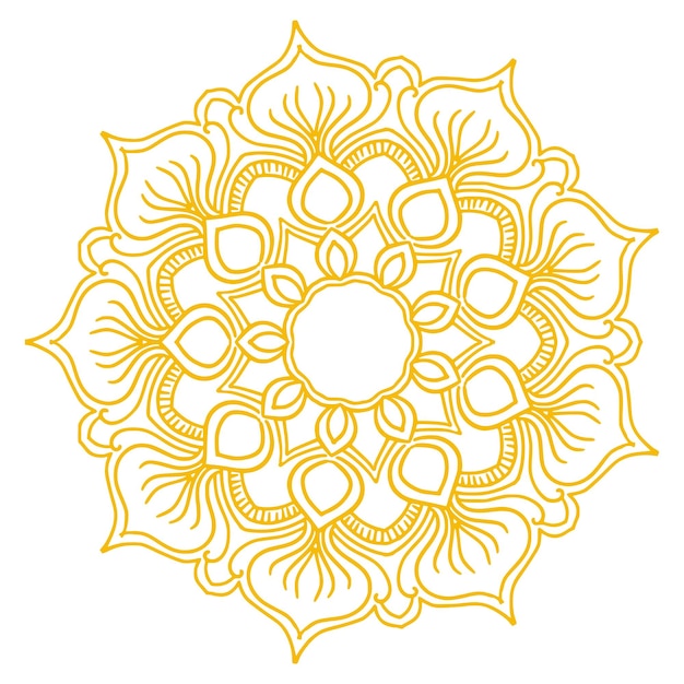白い背景の装飾的な金色のマンダラ