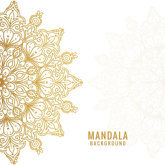 Vettore gratuito mandala dorato decorativo su sfondo bianco