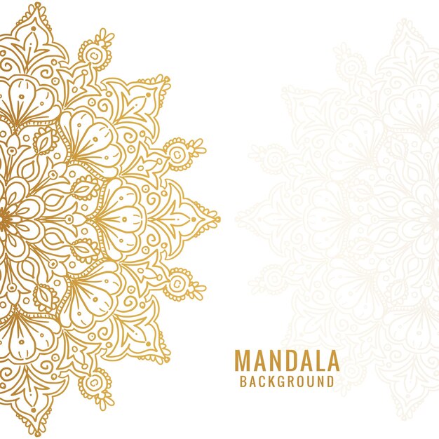 Decorative golden mandala on white background