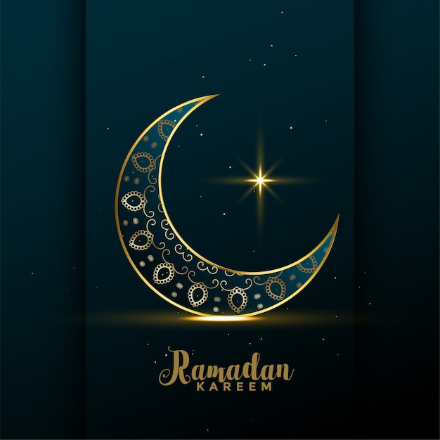 Vettore gratuito fondo dorato decorativo del kareem del ramadan della luna