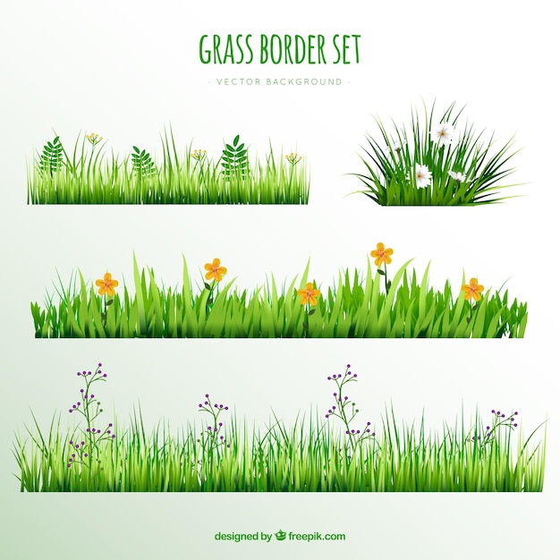 Download Free Decorative grass borders with pretty flowers SVG DXF ...