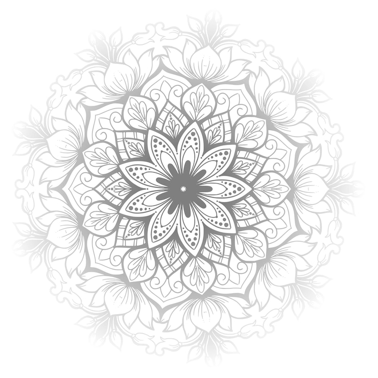 Free Vector decorative gray floral mandala on white background