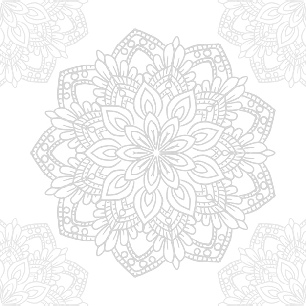 Mandala grigio decorativo su sfondo bianco