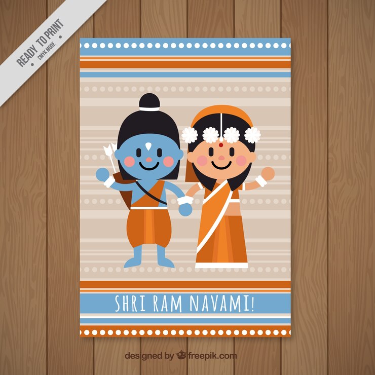 मुफ़्त वेक्टर decorative greeting card for ram navami in flat design