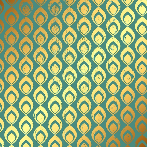 Decorative grunge background with gold and teal pattern