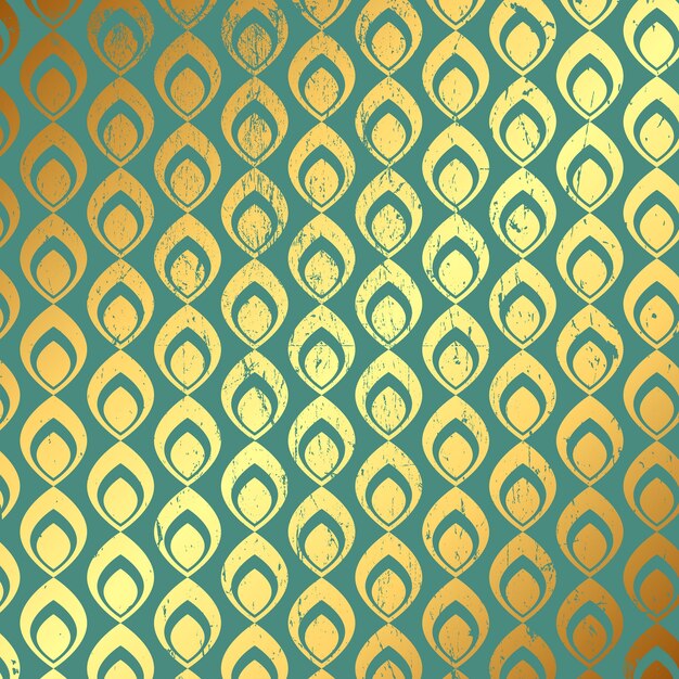 Decorative grunge background with gold and teal pattern