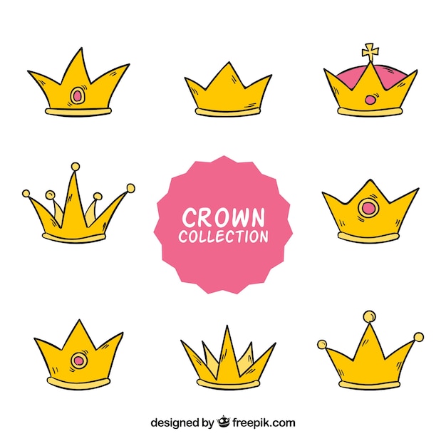 Decorative hand-drawn crown collection