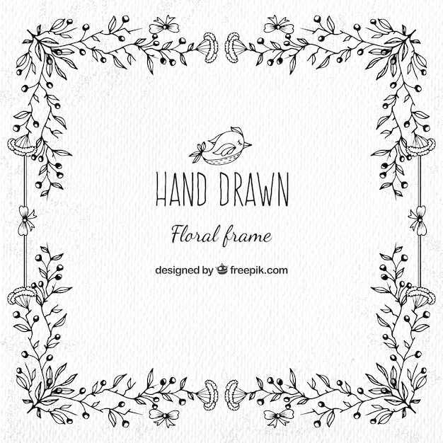 Free vector decorative hand drawn floral frame