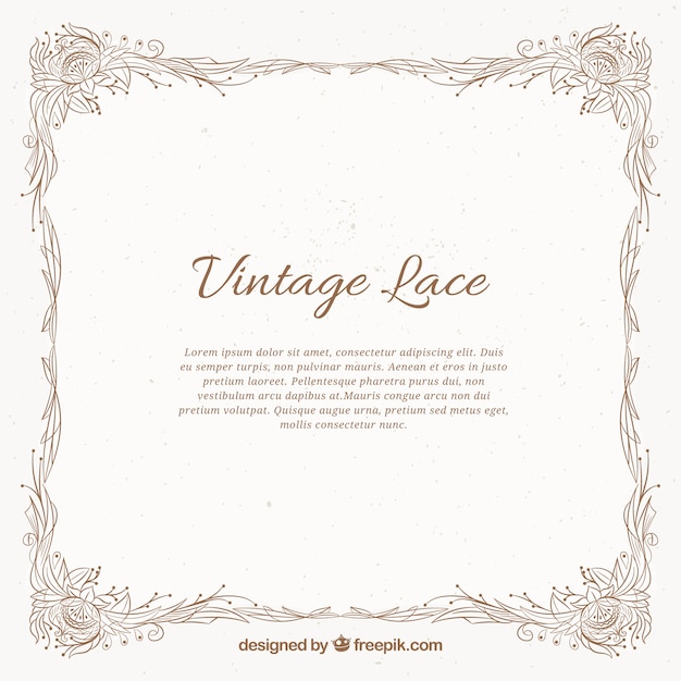 Free vector decorative hand drawn frame with floral details