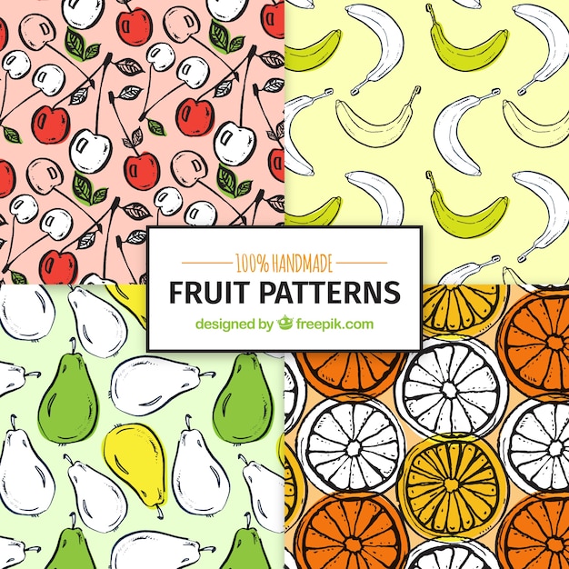 Decorative hand drawn fruit patterns