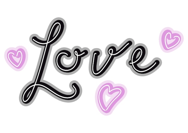 Decorative hand drawn lettering for Valentines Day