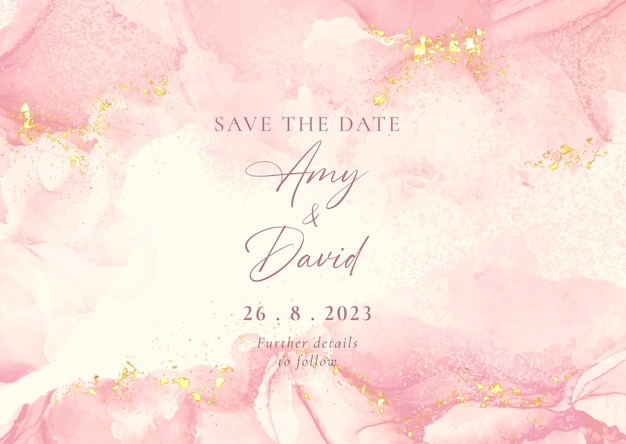 Decorative hand painted save the date invitation design