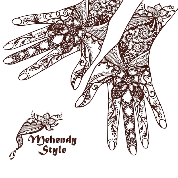 Декоративные руки с татуировками хной
