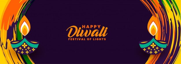 Free vector decorative happy diwali abstract festival banner