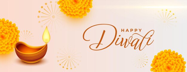 Free vector decorative happy diwali celebration banner design