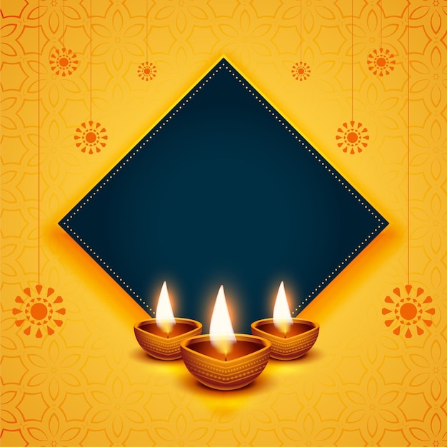 Decorative happy diwali festival background with text space