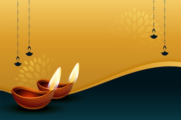 Free vector decorative happy diwali festival background with text space