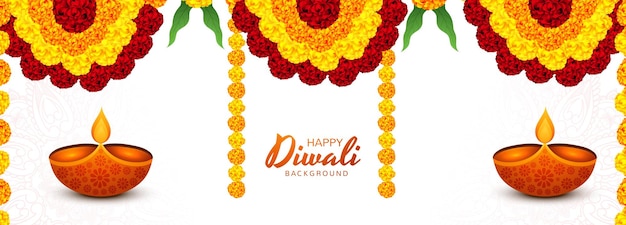 Free vector decorative happy diwali festival card banner design