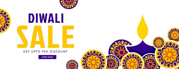 Decorative happy diwali sale flat banner design