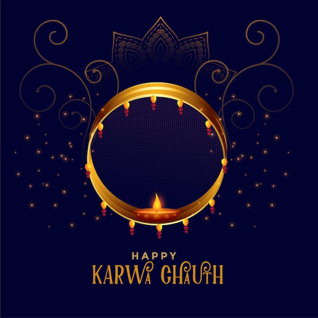 Decorative happy karwa chauth festival card