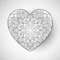 Vettore gratuito design mandala a forma di cuore decorativo