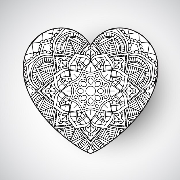 Decorative heart shaped mandala design