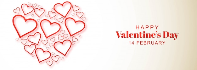 Декоративный сердечный дизайн баннера Дня святого Валентина