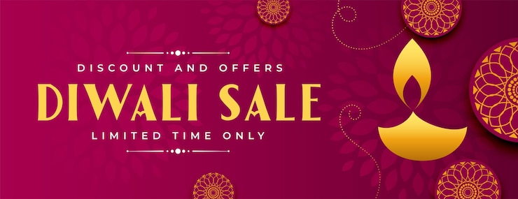 Free Vector decorative hindu festival diwali sale banner with ethnic style diya